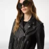 Shiny Plonge Leather Biker Jacket