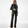 Shiny Plonge Leather Biker Jacket