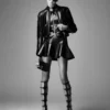 Shiny Plonge Leather Zip Racer Jacket