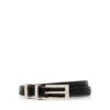 Shiny Stamped Crocodile Leather Frame Buckle Belt