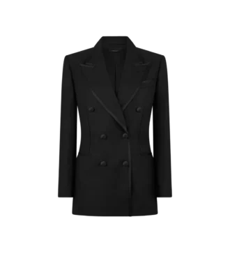 Silk and Mohair Blend “Wallis” Double Breasted Tuxedo Jacket