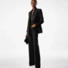Silk Blend Twill Tuxedo Tailored Boot Cut Pants