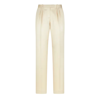 Silk and Wool Twill Tailored Pleated Pants
