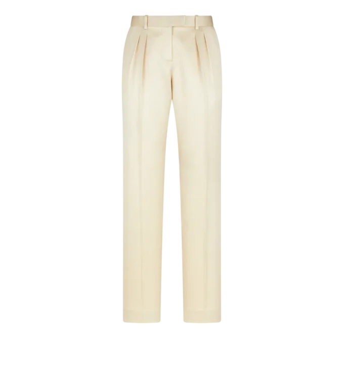 Silk and Wool Twill Tailored Pleated Pants