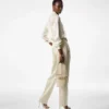 Silk and Wool Twill Tailored Pleated Pants