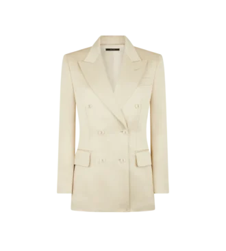 Silk and Wool Twill “Wallis” Double Breasted Jacket