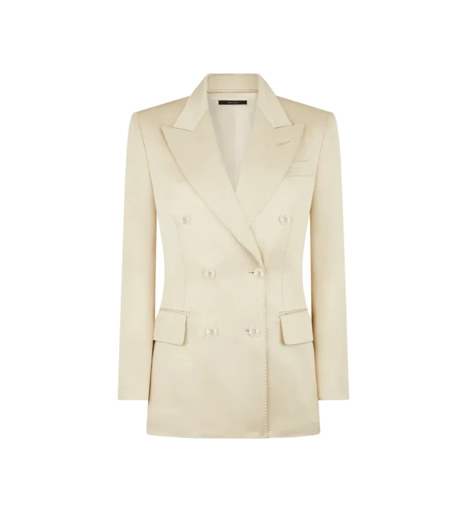 Silk and Wool Twill “Wallis” Double Breasted Jacket