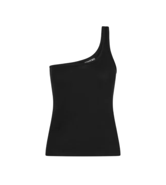 Silk Blend Rib Jersey One Shoulder Top