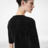 Silk Chenille Embossed Python Crewneck Dress