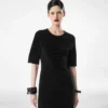 Silk Chenille Embossed Python Crewneck Dress