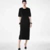Silk Chenille Embossed Python Crewneck Dress