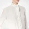 Silk Crepe De Chine Shirt with Plisse Details