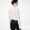 Silk Crepe De Chine Shirt with Plisse Details