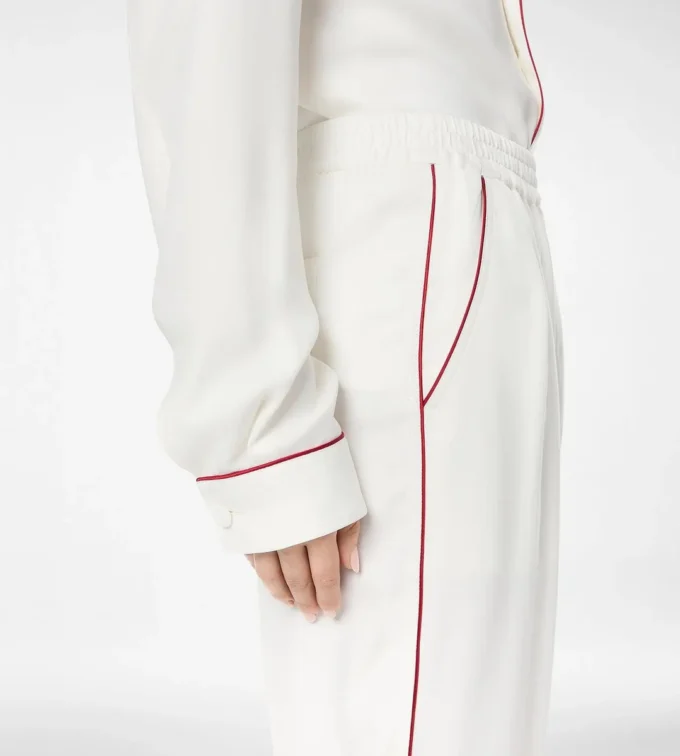 Silk Twill Pj Pants with Piping