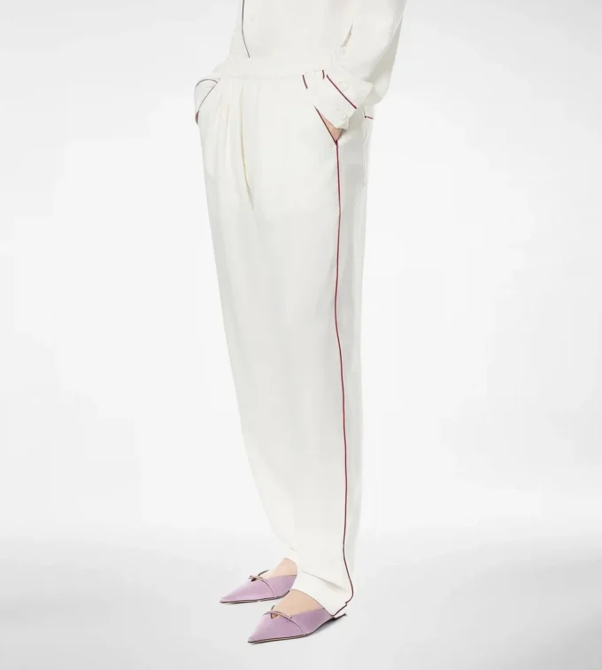 Silk Twill Pj Pants with Piping