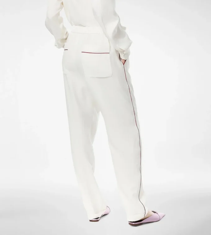 Silk Twill Pj Pants with Piping