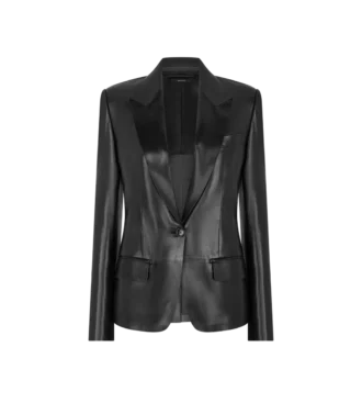 Silky Guanteria Leather Single Breasted Jacket