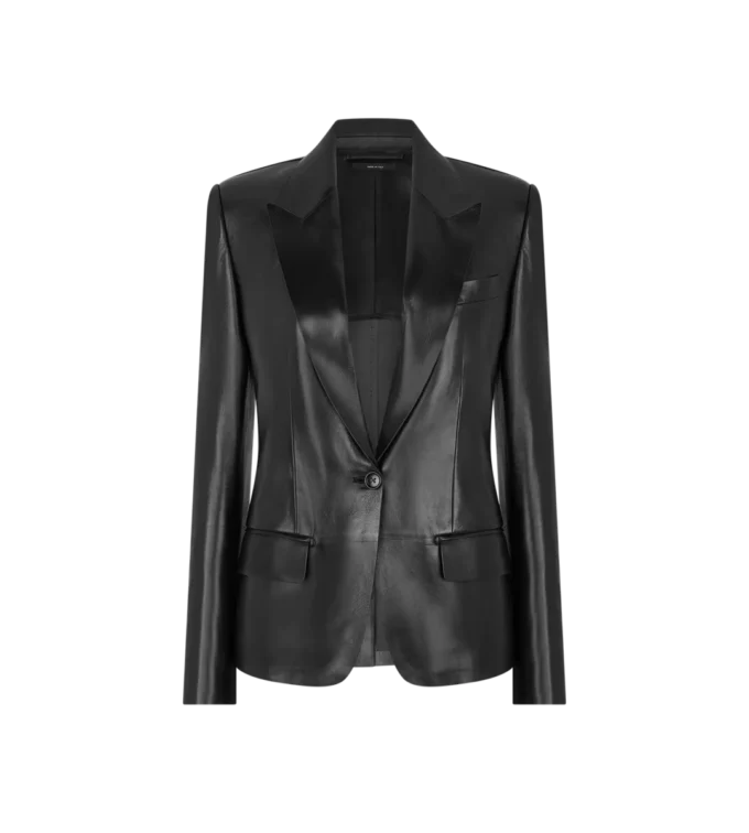 Silky Guanteria Leather Single Breasted Jacket
