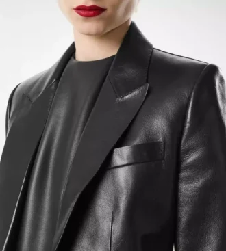 Silky Guanteria Leather Single Breasted Jacket