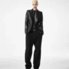 Silky Guanteria Leather Single Breasted Jacket