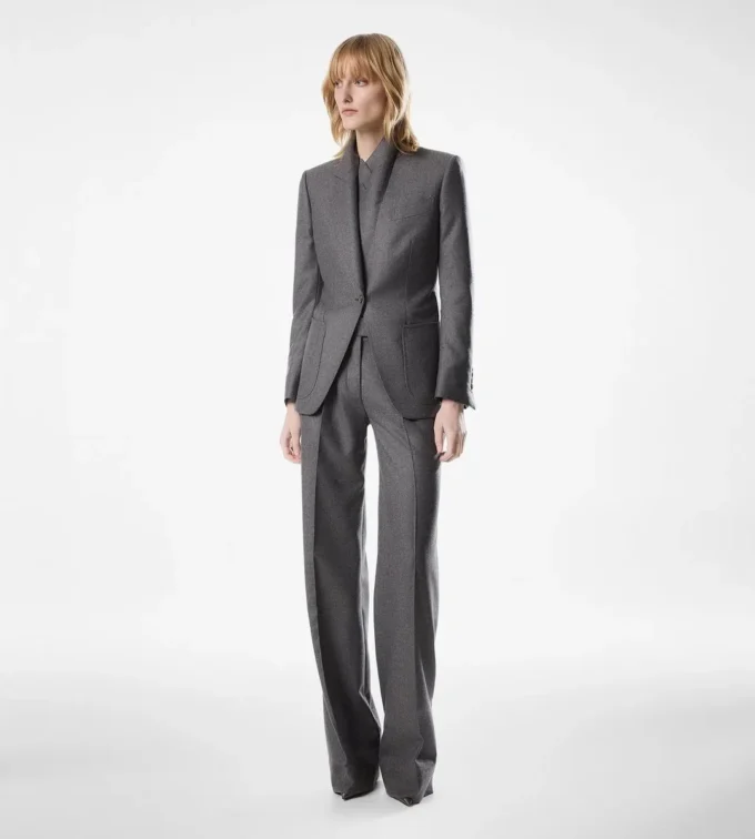 Tailored Double Pleat Wide Leg Pants