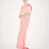 Sleeveless Asymmetric Evening Dress with Twisted Back Sleeveless Asymmetric Evening Dress with Twisted Back