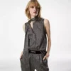 Sleeveless Lavalliere Silk Blouse