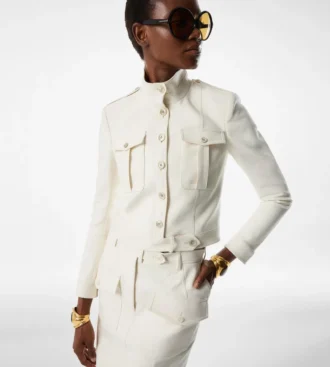 Stand Collar Cropped Safari Jacket