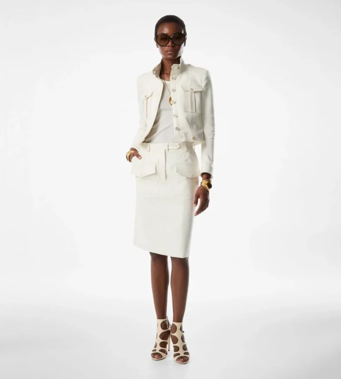 Stand Collar Cropped Safari Jacket