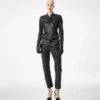 Textured Grain Leather Leather Biker Pants