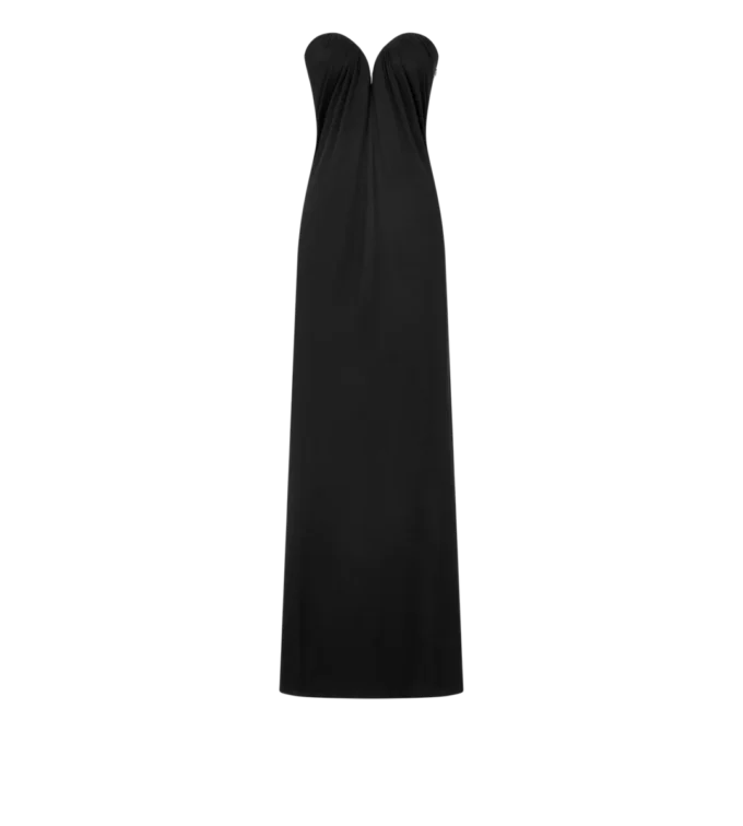 Strapless Draped Evening Dress