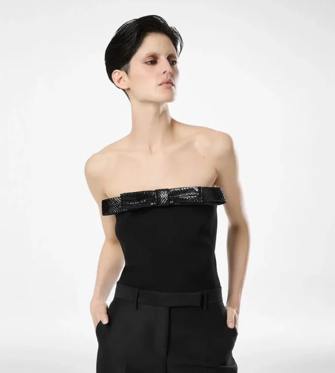 Strapless Top with Bow Detail