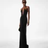 Stretch Jersey Deep V-Neck Evening Dress