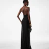 Stretch Jersey Deep V-Neck Evening Dress