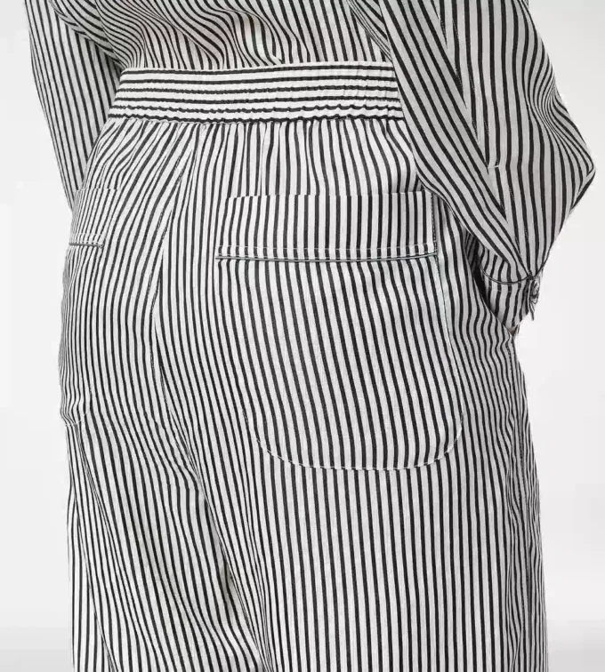 Striped Silk Pj Pants with Piping