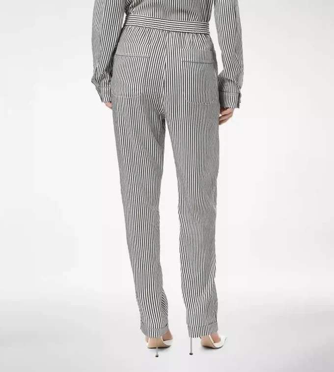 Striped Silk Pj Pants with Piping
