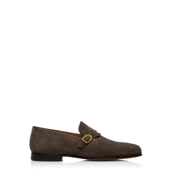 Suede Gigi Twisted Band Buckle Loafer