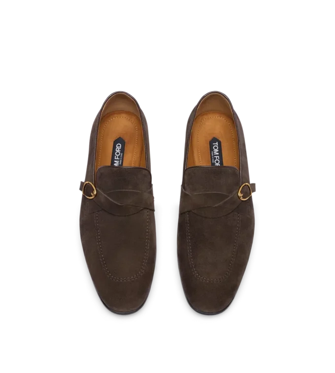 Suede Gigi Twisted Band Buckle Loafer