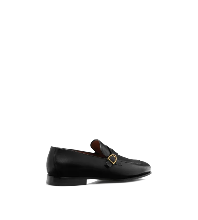 Supple Grain Leather Gigi Twisted Band Buckle Loafer