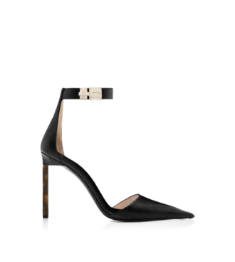 Supple Grain Leather T Latch Ankle Strap Pump