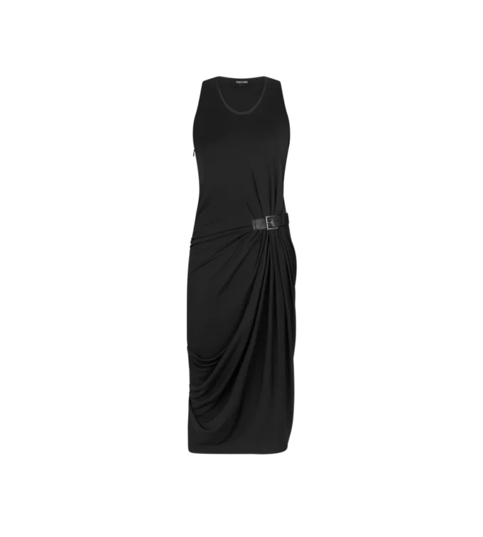 Tank Top Dress with Leather Detail
