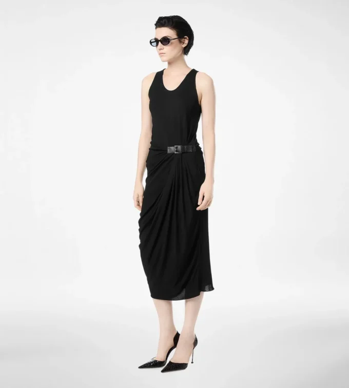 Tank Top Dress with Leather Detail
