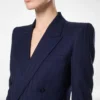 Tonal Stripe Virgin Wool Double Breasted Peak Lapel Jacket