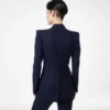 Tonal Stripe Virgin Wool Double Breasted Peak Lapel Jacket