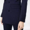 Tonal Stripe Virgin Wool Double Breasted Peak Lapel Jacket