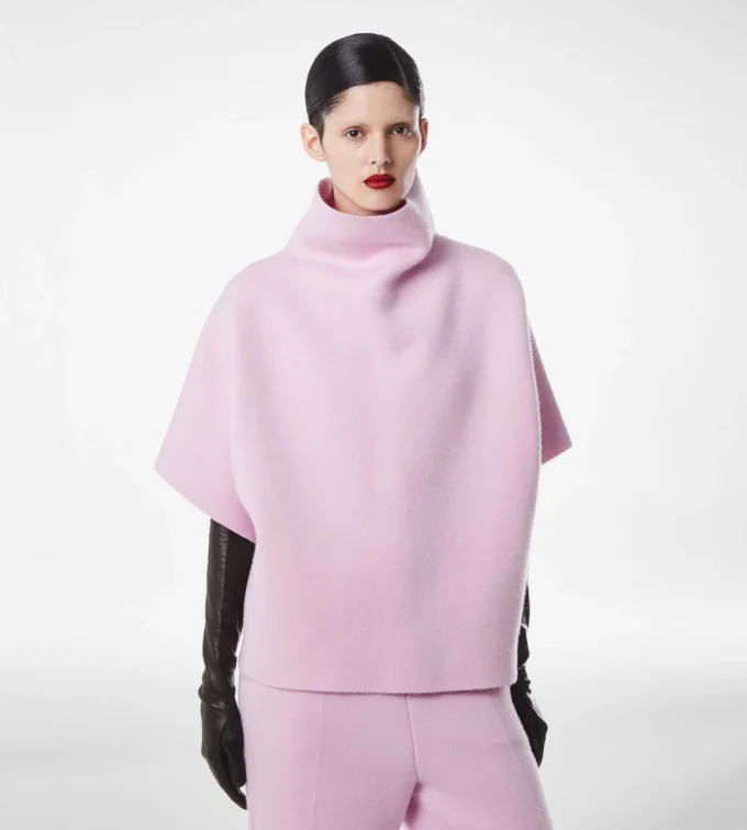 Ultrafine Cashmere Blend Funnel Neck Sculptural T-Shirt