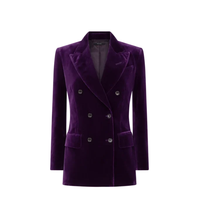 Wallis Double Breasted Peak Lapel Velvet Jacket