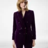 Wallis Double Breasted Peak Lapel Velvet Jacket