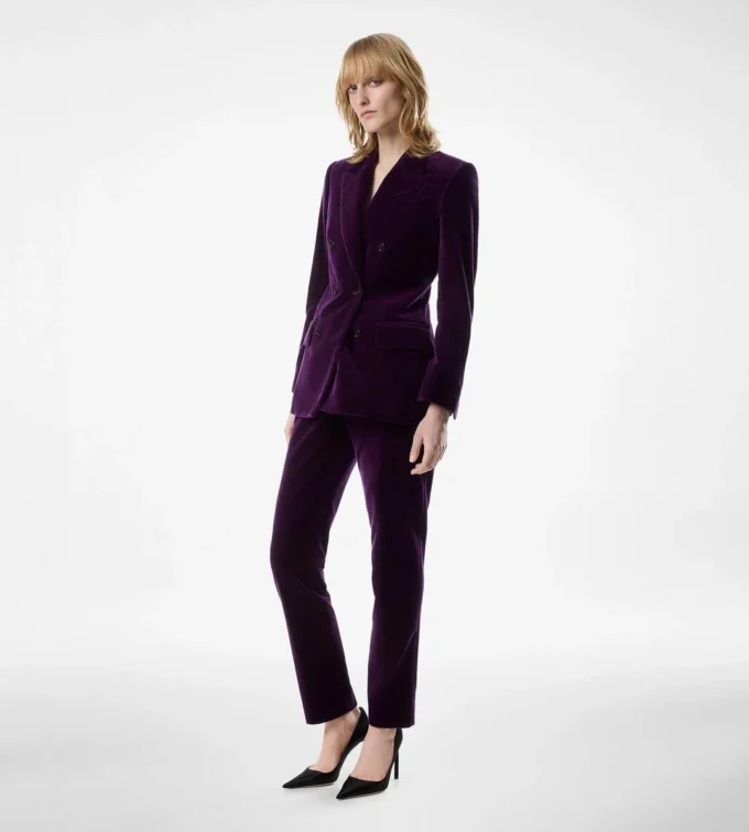 Wallis Double Breasted Peak Lapel Velvet Jacket