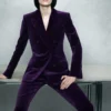 Wallis Double Breasted Peak Lapel Velvet Jacket